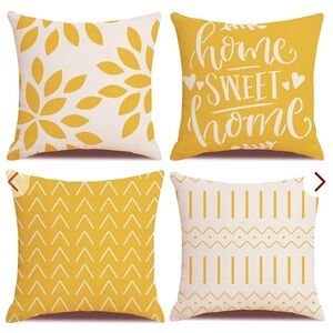 Yellow Decorative Throw Pillow Covers - Set of 4 24X 24 in